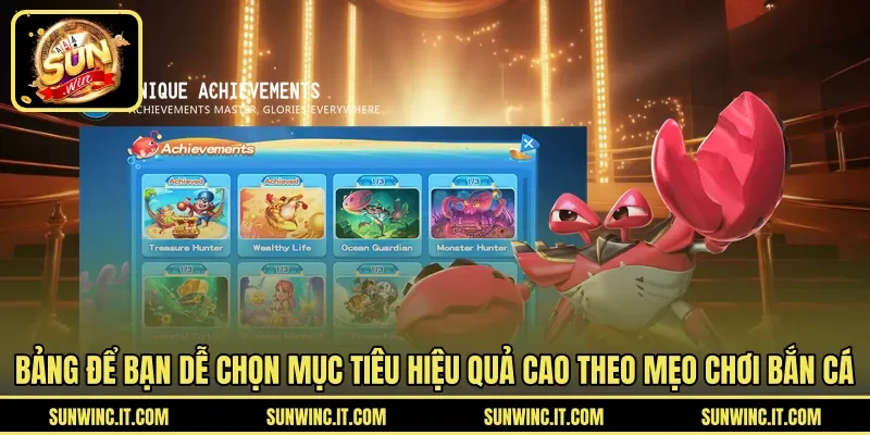 Bảng để bạn dễ chọn mục tiêu hiệu quả cao theo mẹo chơi bắn cá